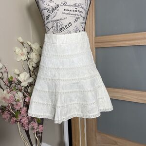 PERFECT WAY Skirt Womens Size M Beige Cotton Lined Tiered A-Line Lined